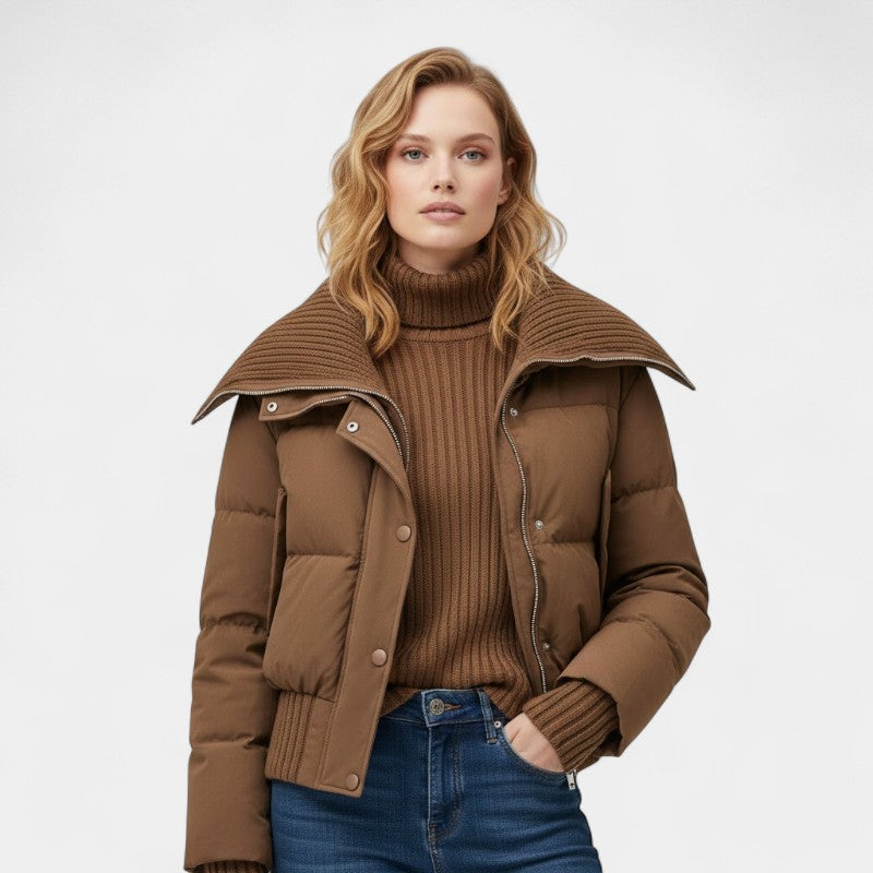 Women’s Padded Jacket – High Collar, Zip Front