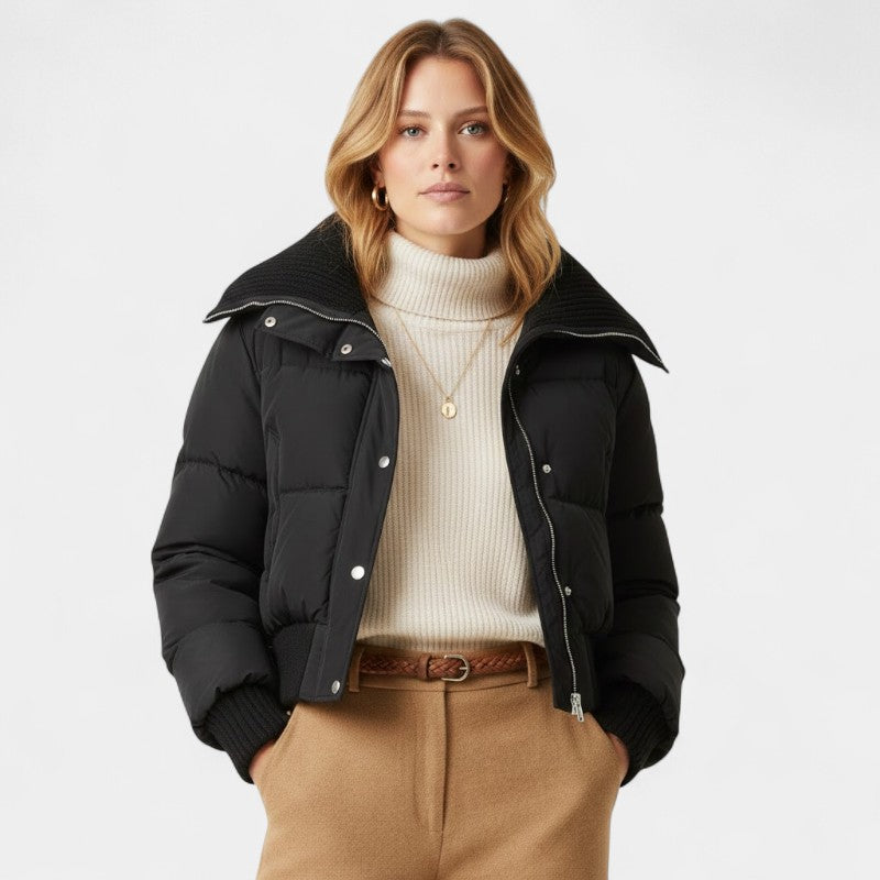 Women’s Padded Jacket – High Collar, Zip Front