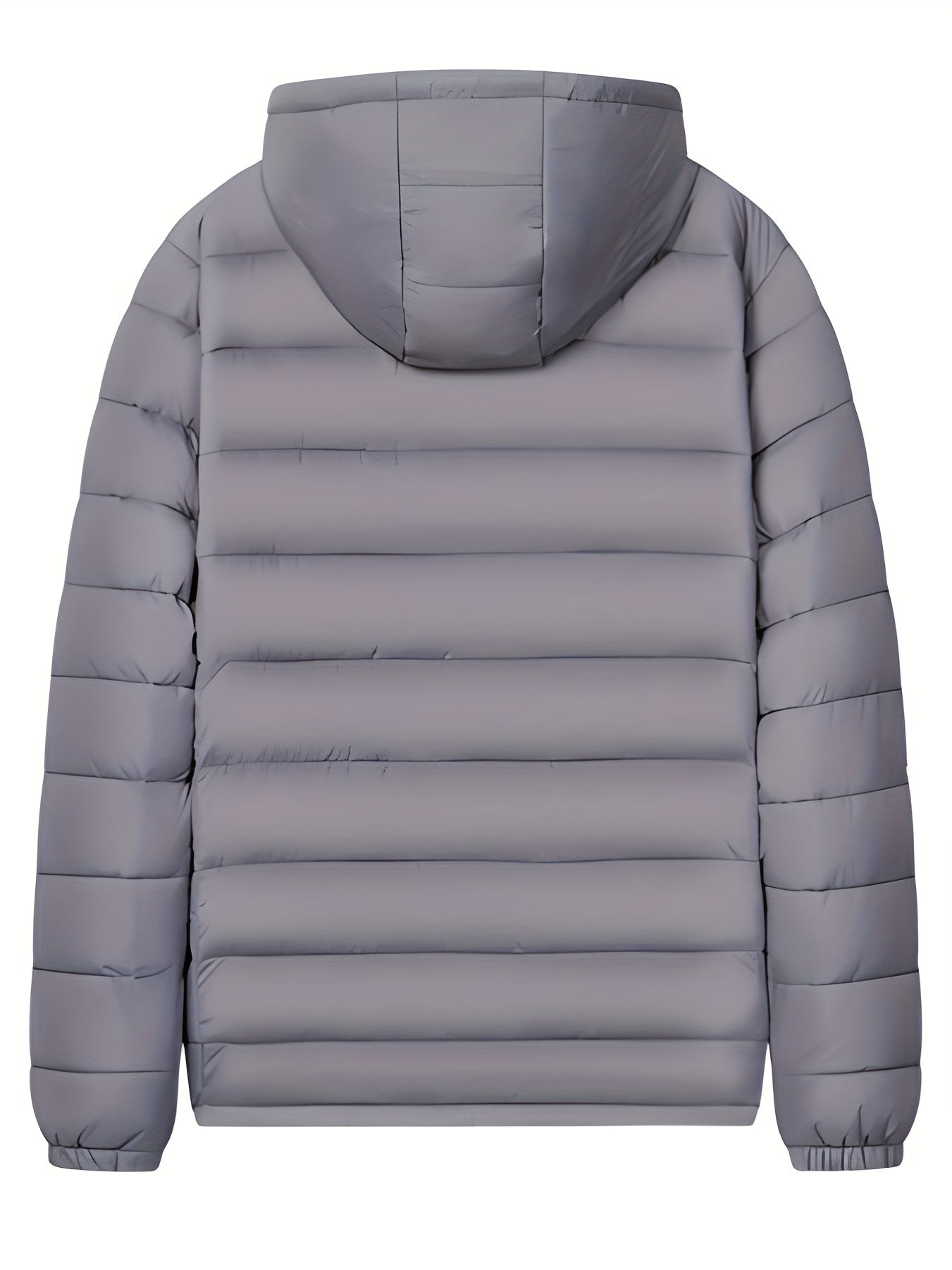 Men’s Padded Hooded Jacket – Zip Front, Quilted Design, Regular Fit