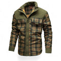 Men’s Checked Overshirt Jacket – Button Front, Corduroy Trim, Lined Interior, Chest Pocket, Regular Fit
