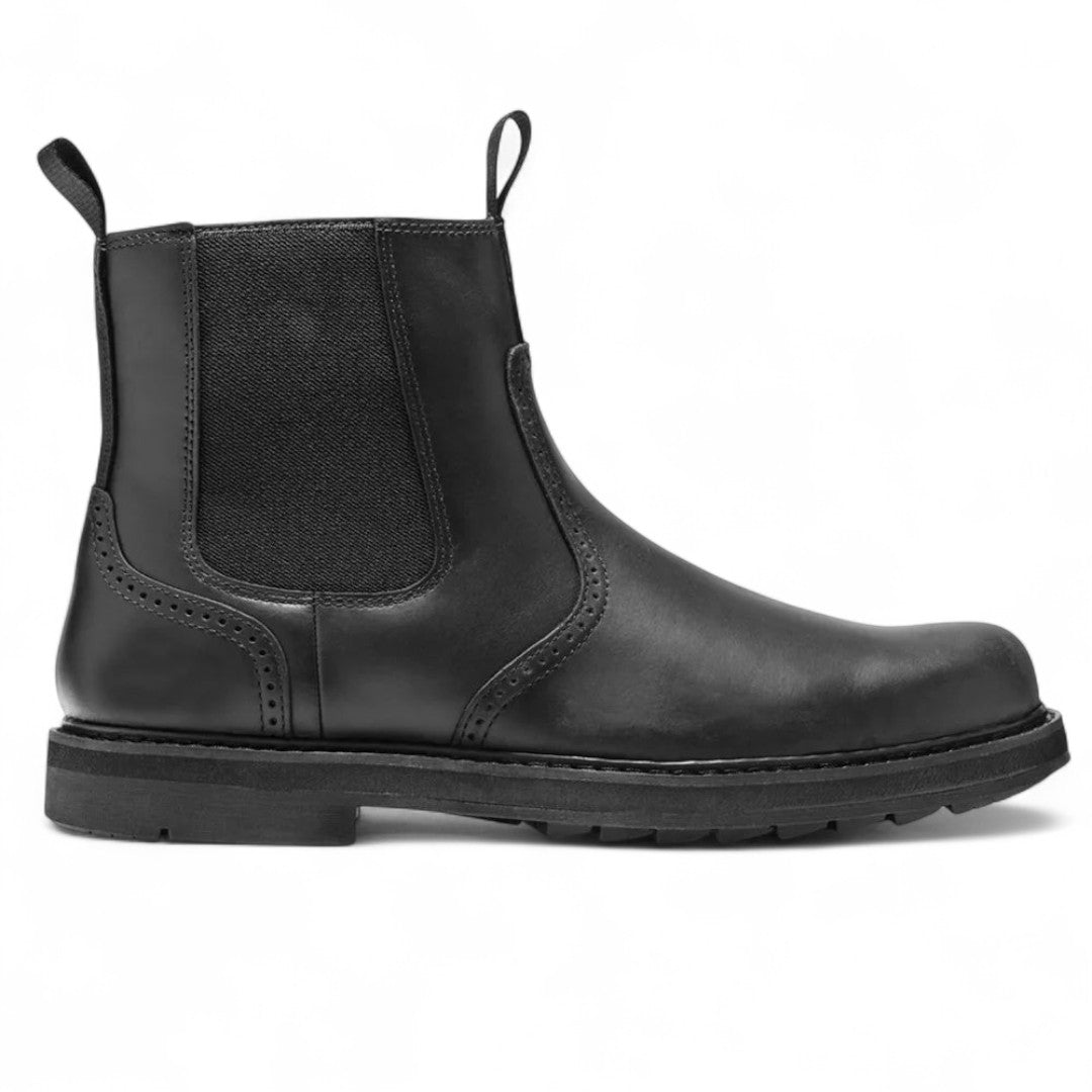 Men’s Chelsea Boots – Side Zip, Round Toe, Pull Tab Design