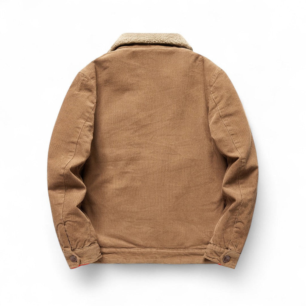 Men’s Corduroy Jacket – Button Front, Sherpa Collar, Lined Interior, Regular Fit