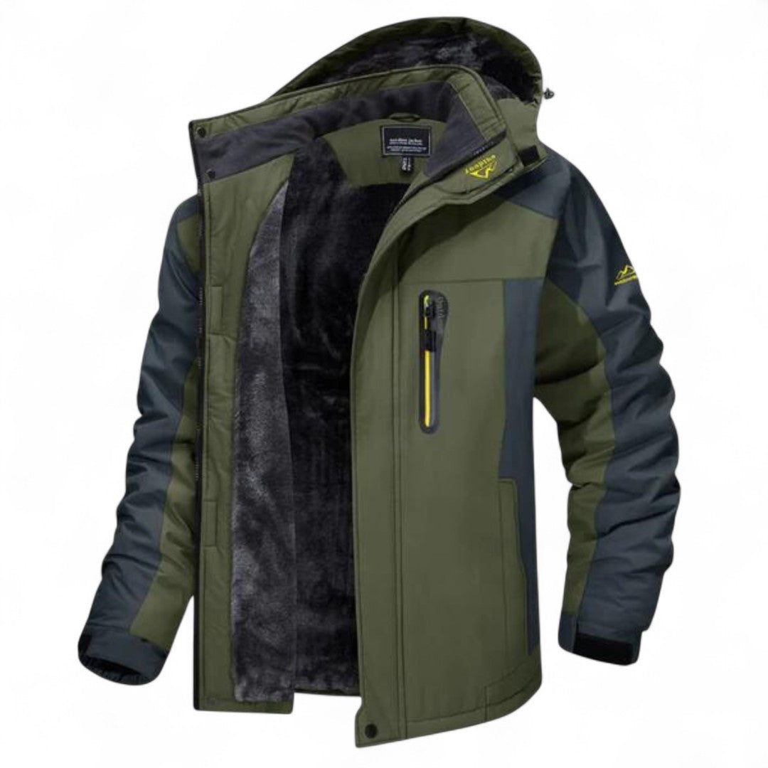 Men’s Hooded Outdoor Jacket – Zip Front, Lined Interior, Adjustable Cuffs