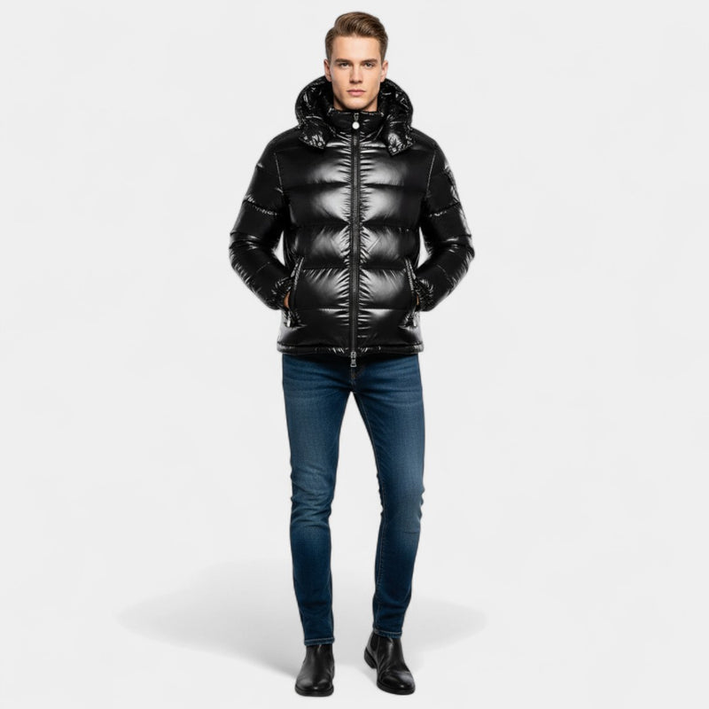 Men’s Hooded Padded Jacket – Gloss Finish