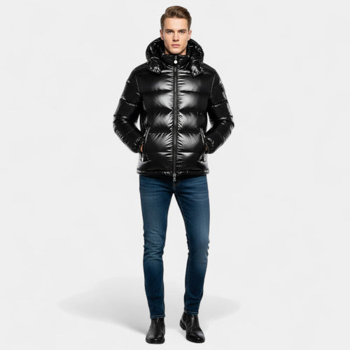 Men’s Hooded Padded Jacket – Gloss Finish