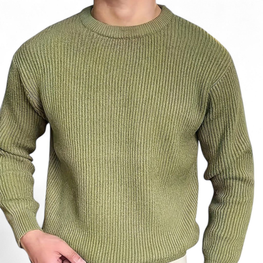 Men’s Knitted Jumper – Round Neck, Long Sleeves, Regular Fit