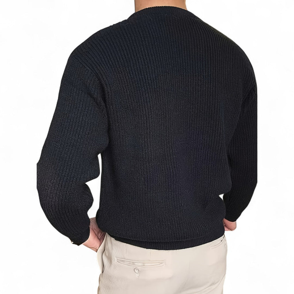 Men’s Knitted Jumper – Round Neck, Long Sleeves, Regular Fit