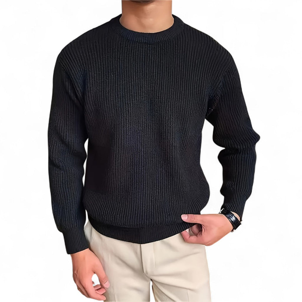Men’s Knitted Jumper – Round Neck, Long Sleeves, Regular Fit