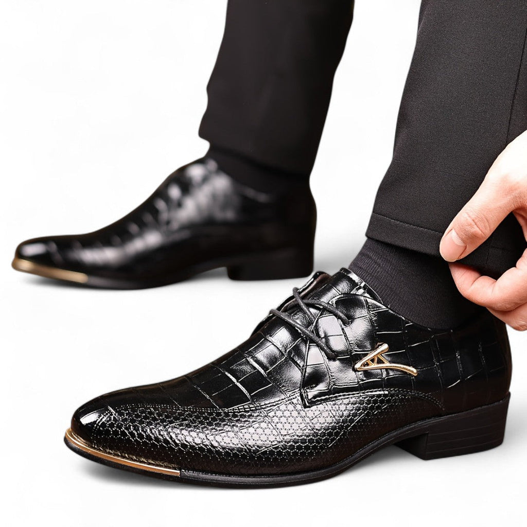 Men’s Lace Up Dress Shoes – Closed Toe Design, Textured Finish, Low Heel