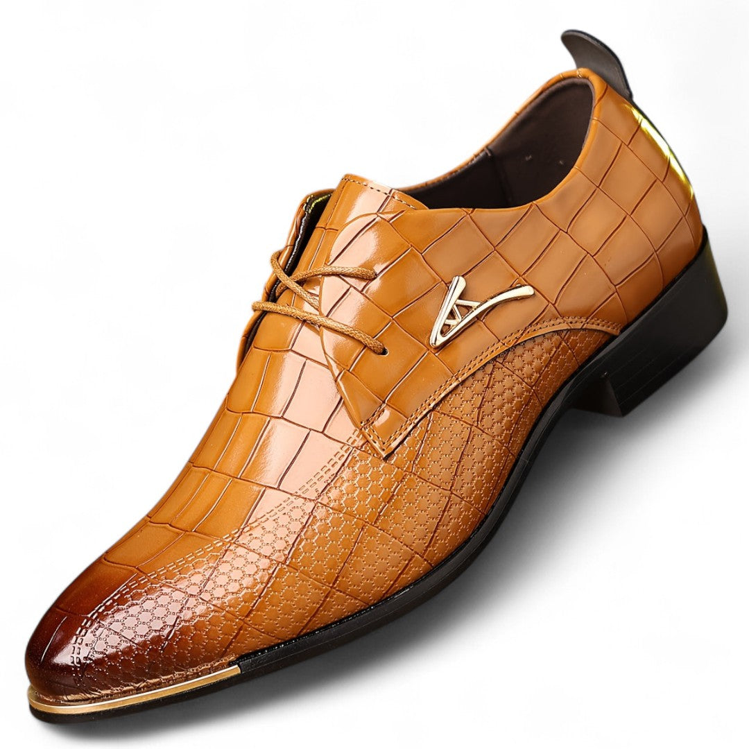 Men’s Lace Up Dress Shoes – Closed Toe Design, Textured Finish, Low Heel