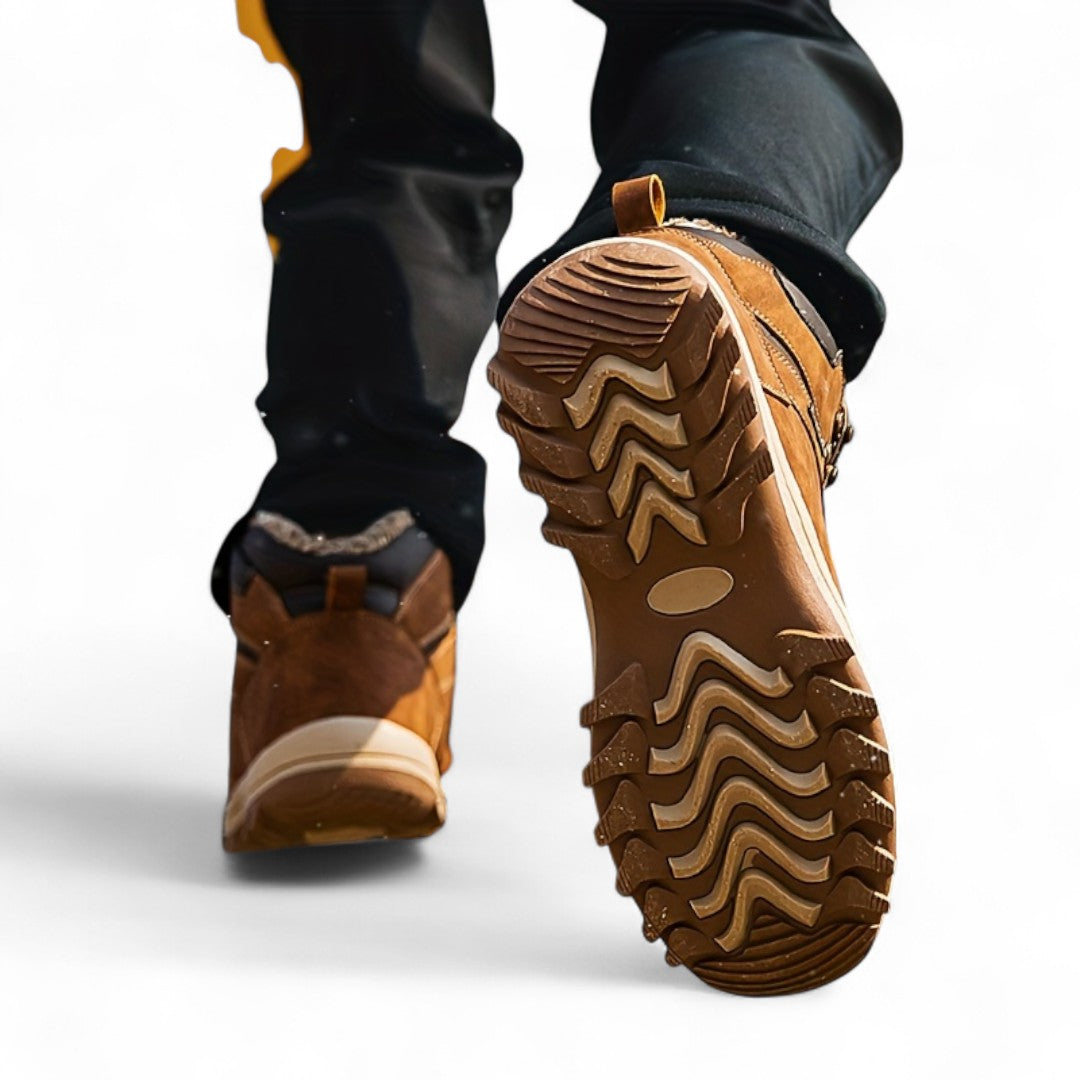 Men’s Lace-Up Hiking Boots – Lined, Side Zip, Textured Grip Sole