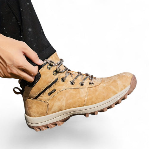 Men’s Lace-Up Hiking Boots – Lined, Side Zip, Textured Grip Sole