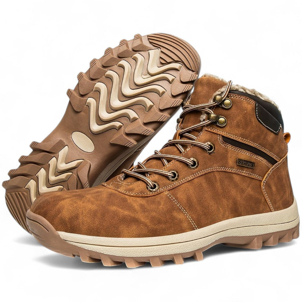 Men’s Lace-Up Hiking Boots – Lined, Side Zip, Textured Grip Sole