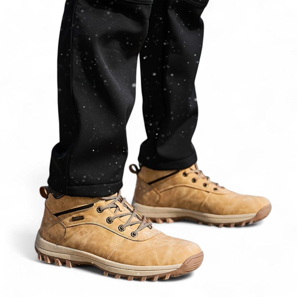 Men’s Lace-Up Hiking Boots – Lined, Side Zip, Textured Grip Sole