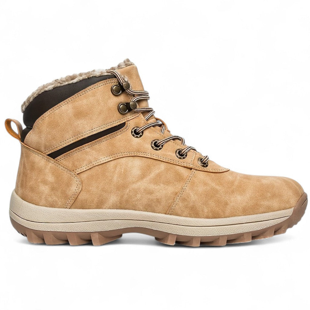 Men’s Lace-Up Hiking Boots – Lined, Side Zip, Textured Grip Sole