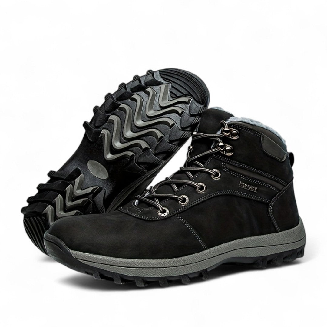 Men’s Lace-Up Hiking Boots – Lined, Side Zip, Textured Grip Sole