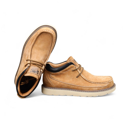 Men’s Lace-Up Mid Top Shoes – Finish, Contrast Stitching, Textured Sole