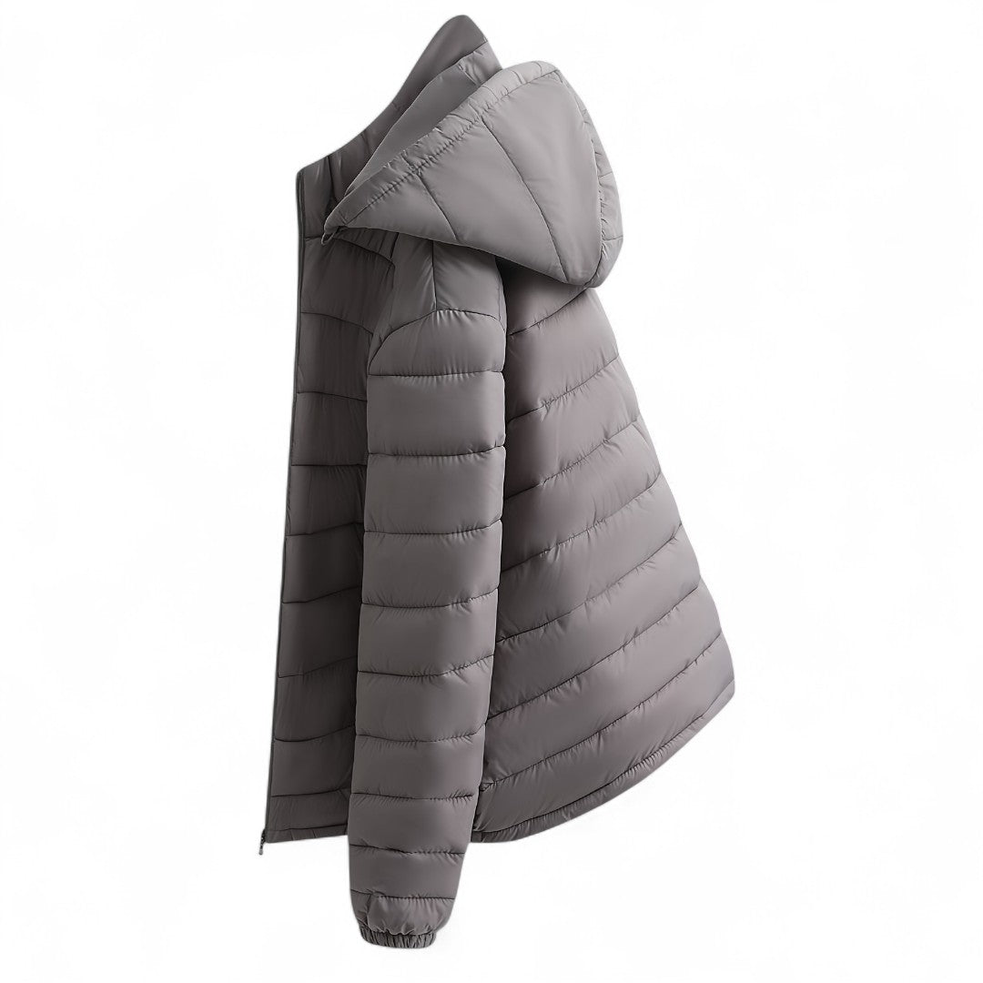 Men’s Padded Hooded Jacket – Zip Front, Quilted Design, Regular Fit