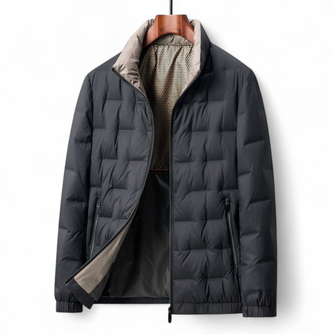 Men’s Padded Jacket – Zip Front, Stand Collar, Elastic Cuff Design