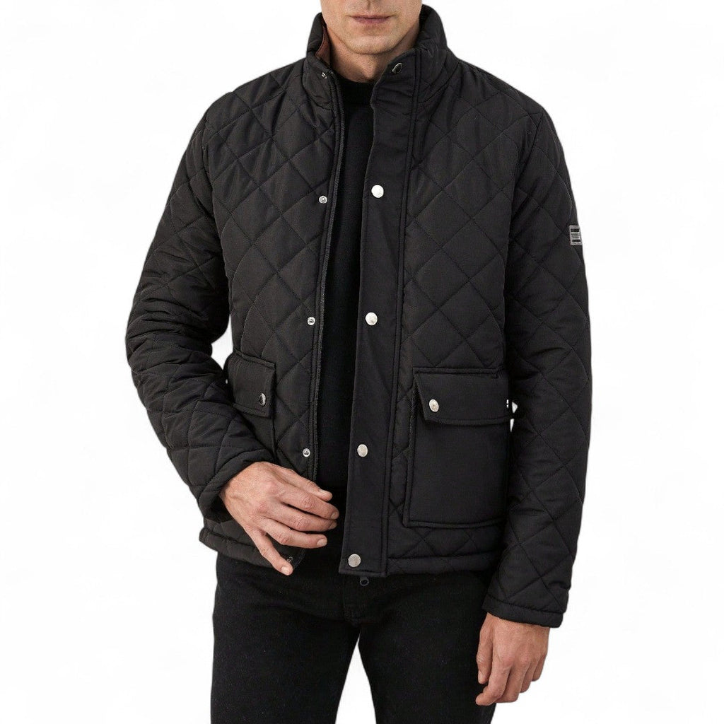 Men’s Quilted Jacket – Long Sleeves, Snap Button Closure