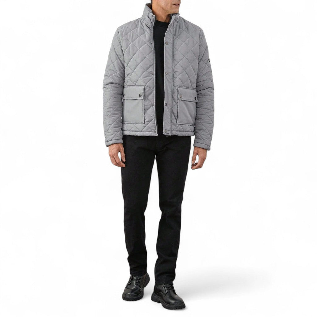 Men’s Quilted Jacket – Long Sleeves, Snap Button Closure