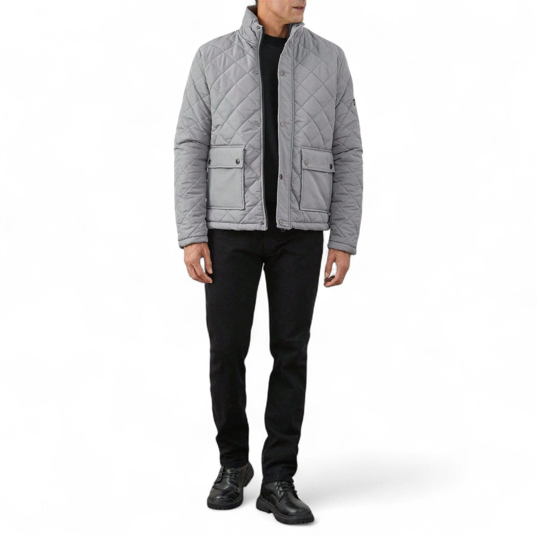 Men’s Quilted Jacket – Long Sleeves, Snap Button Closure