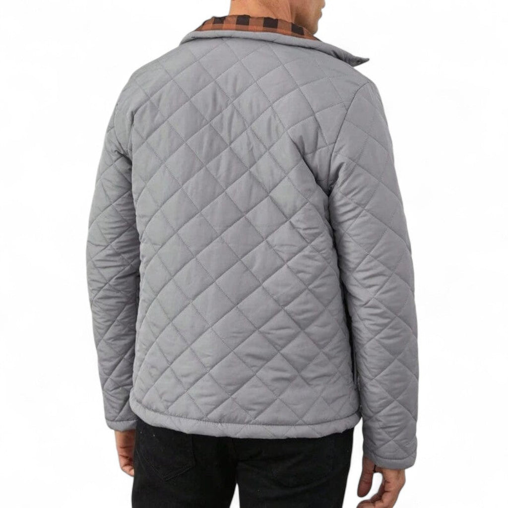 Men’s Quilted Jacket – Long Sleeves, Snap Button Closure