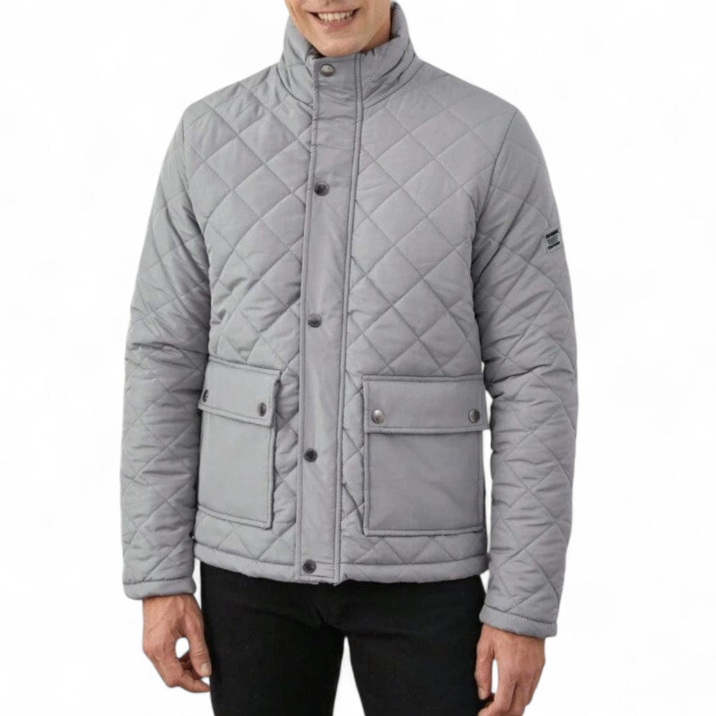 Men’s Quilted Jacket – Long Sleeves, Snap Button Closure
