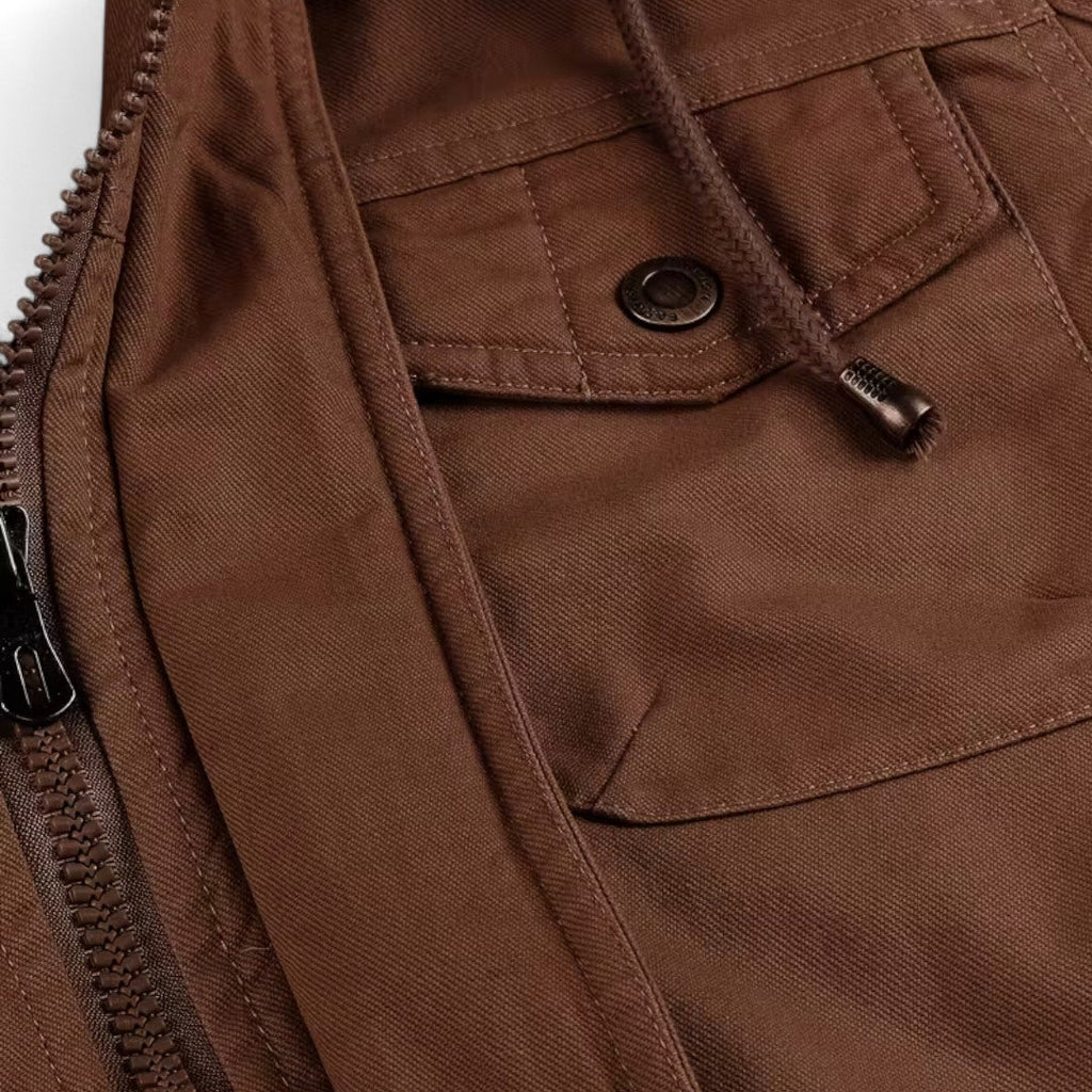 Men’s Zip Front Jacket – Stand Collar, Detachable Hood, Multi Pocket Design, Regular Fit