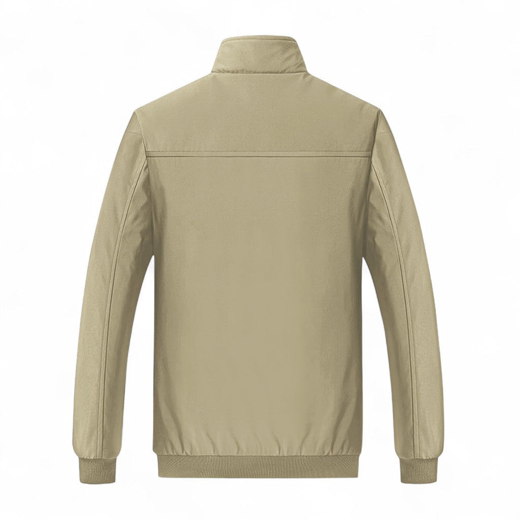 Men’s Zip Front Jacket – Stand Collar, Long Sleeves, Ribbed Cuffs, Lining