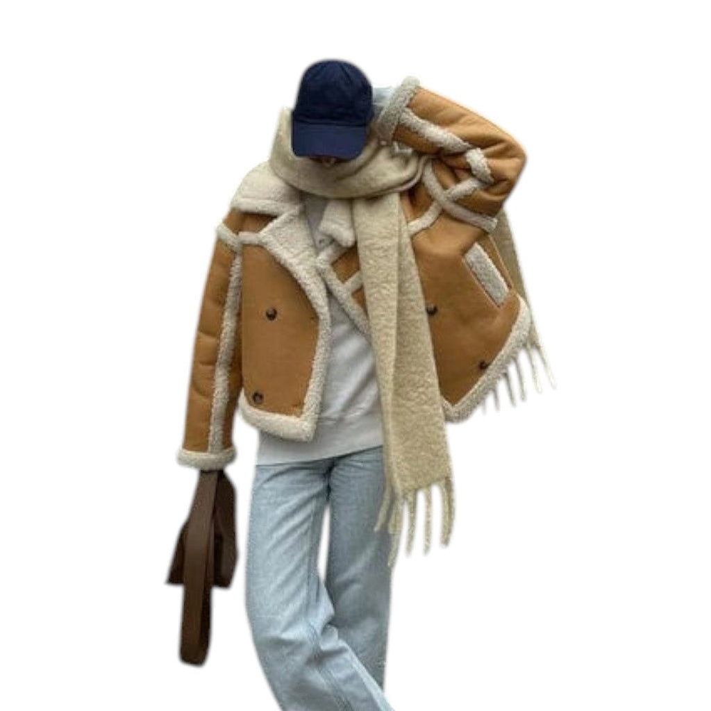 Women’s Soft Aviator Jacket – Short Length, Oversized Fit, Contrast Trim Design