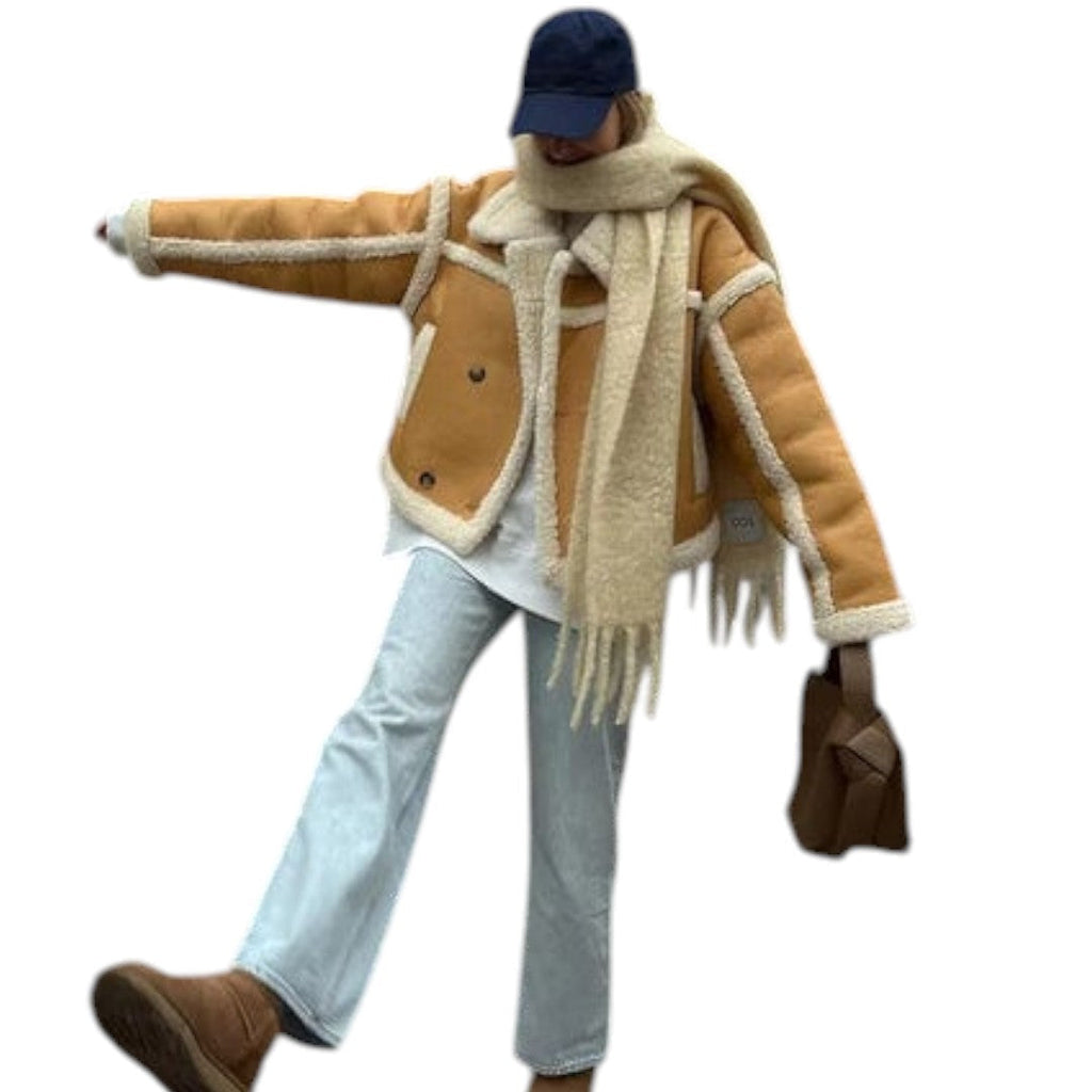 Women’s Soft Aviator Jacket – Short Length, Oversized Fit, Contrast Trim Design