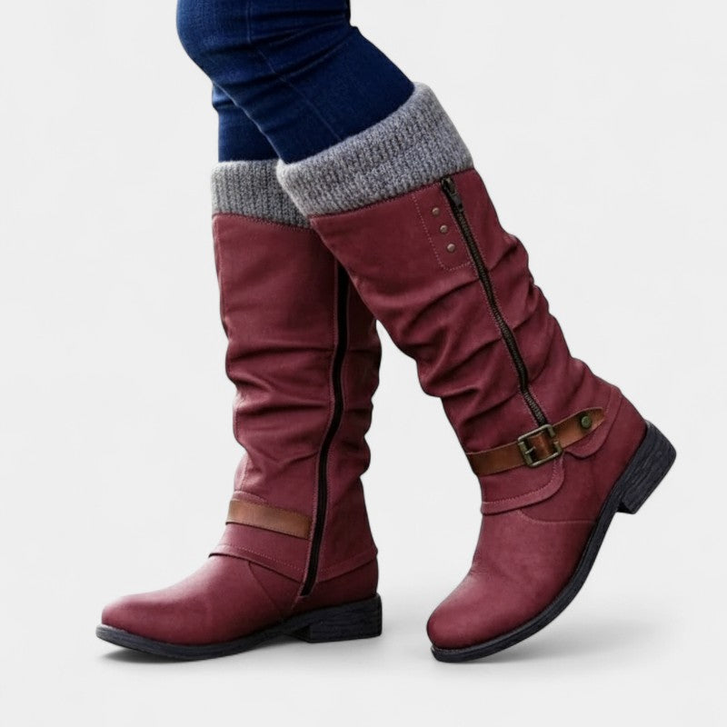 Women’s High Boots – Knitted Cuff, Slouchy Style