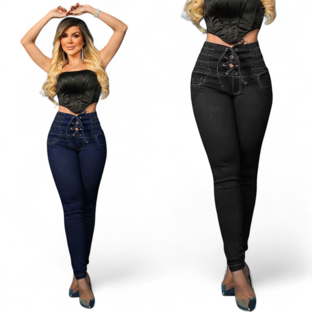 Women’s Jeggings – High Waist, Lace Up Front