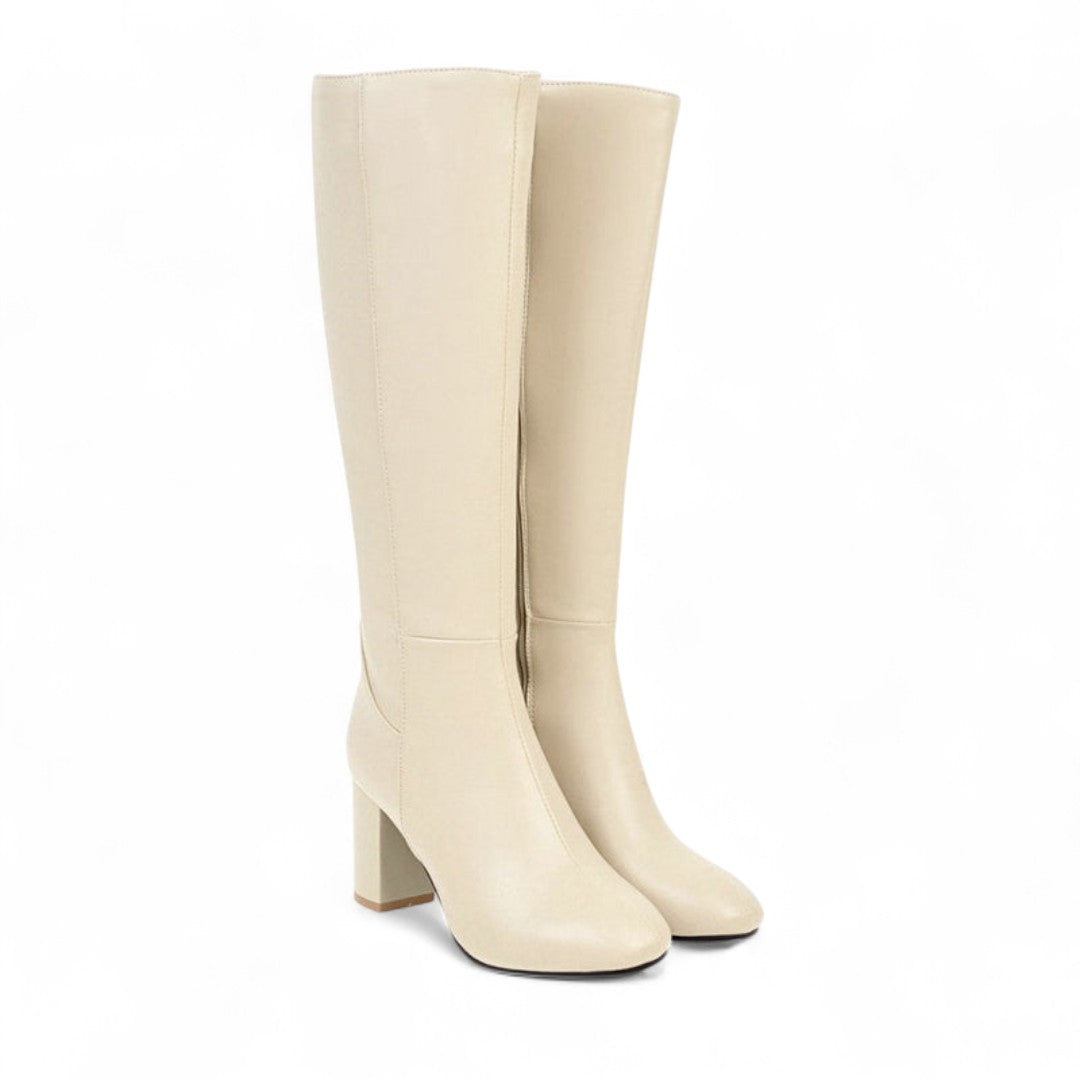 Women’s Knee High Boots – Block Heel, Side Zip Closure