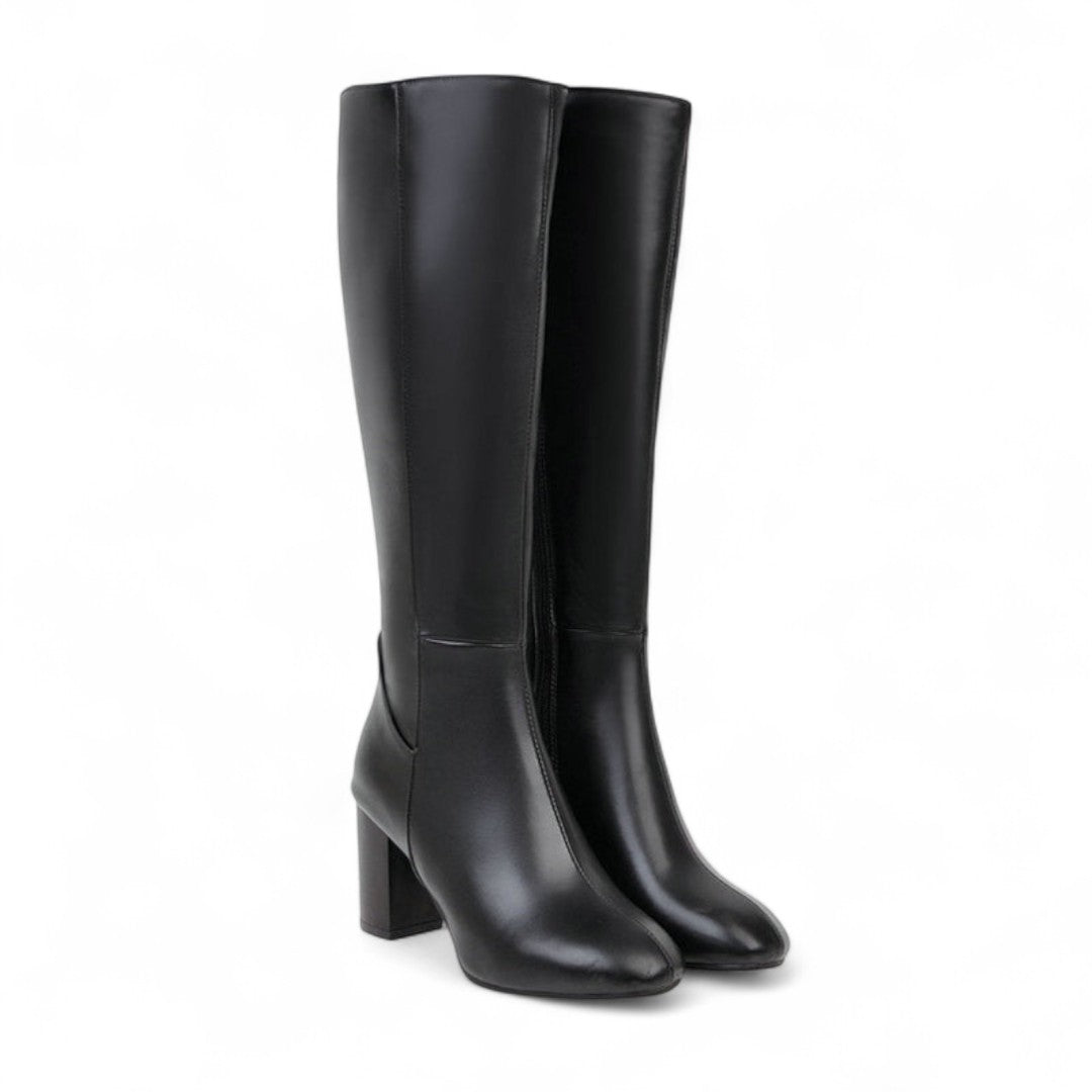 Women’s Knee High Boots – Block Heel, Side Zip Closure