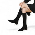 Women’s Knee High Boots – Low Block Heel, Pull On Design