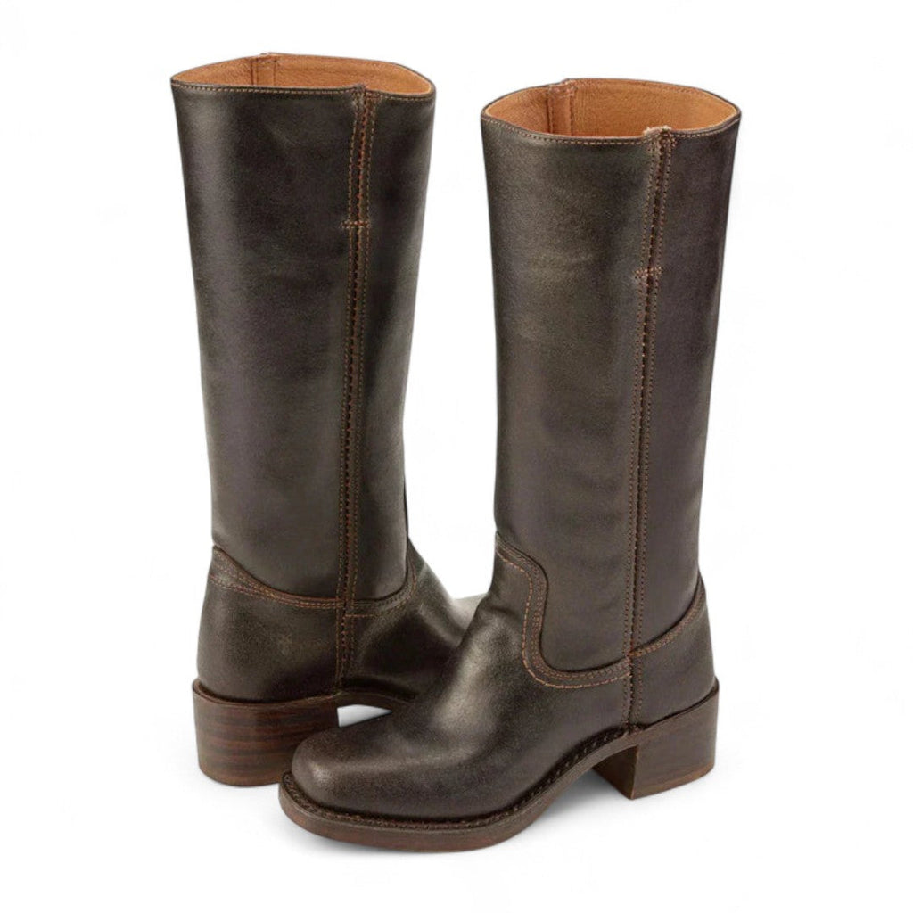 Women’s Knee High Boots – Round Toe, Block Heel, Pull On Design