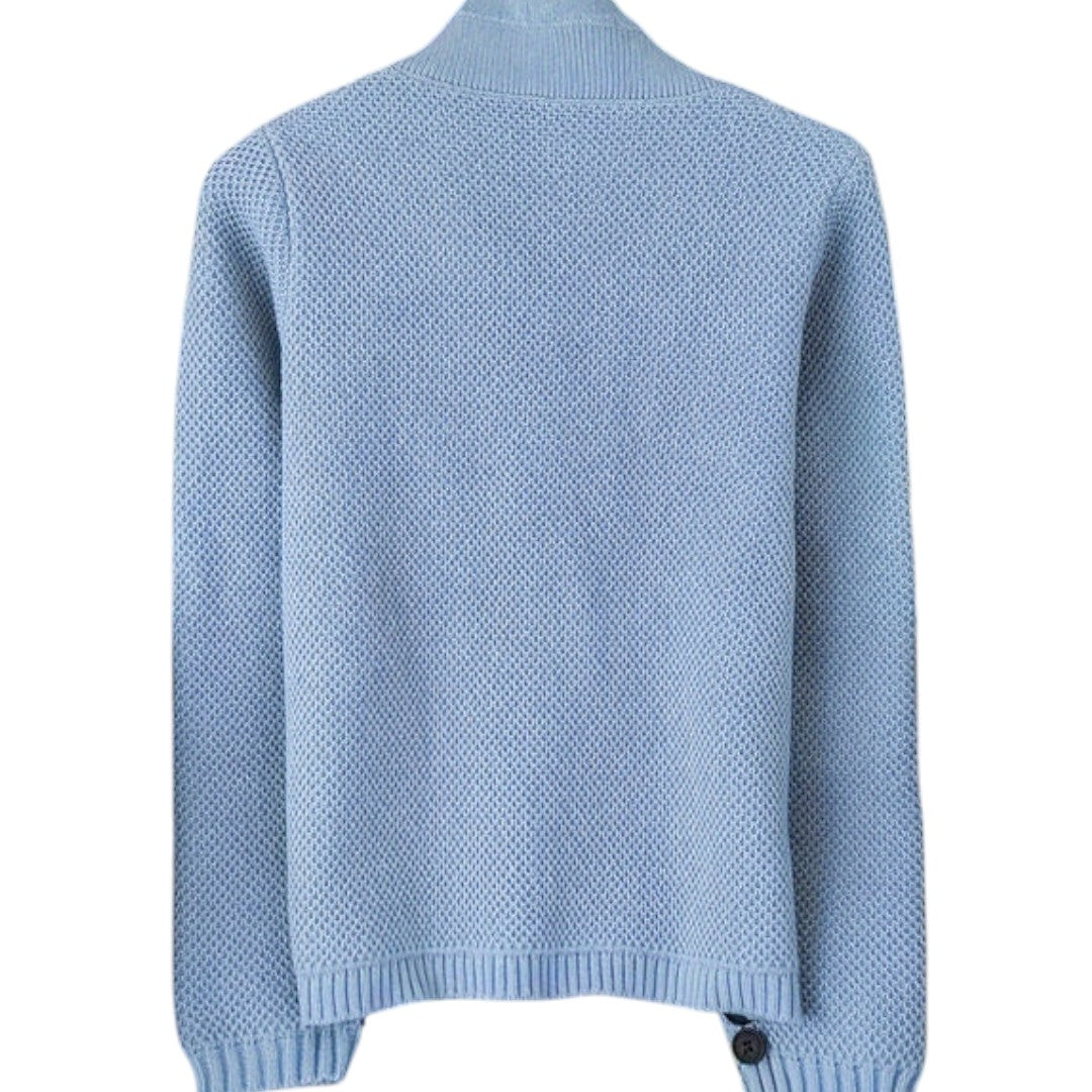 Women’s Knitted Cardigan – Button Front, Long Sleeves, Stand Collar