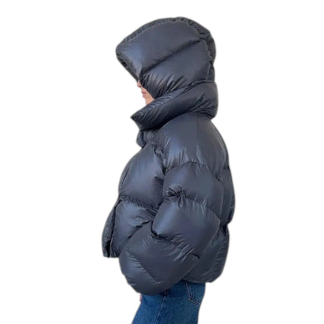 Women’s Oversized Puffer Jacket – High Neck, Quilted Design, Long Sleeves