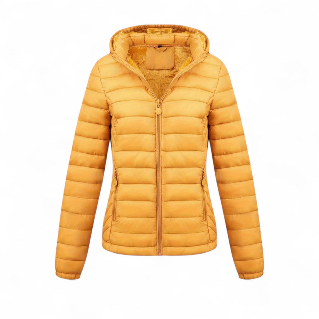 Women’s Padded Hooded Jacket – Zip Front, Long Sleeves, Side Pockets Puffer Jacket