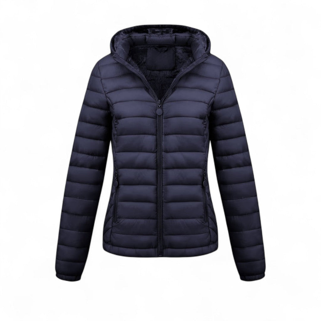 Women’s Padded Hooded Jacket – Zip Front, Long Sleeves, Side Pockets Puffer Jacket