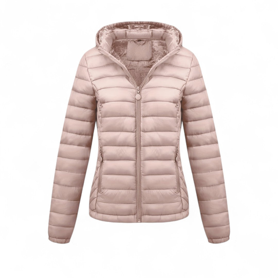 Women’s Padded Hooded Jacket – Zip Front, Long Sleeves, Side Pockets Puffer Jacket
