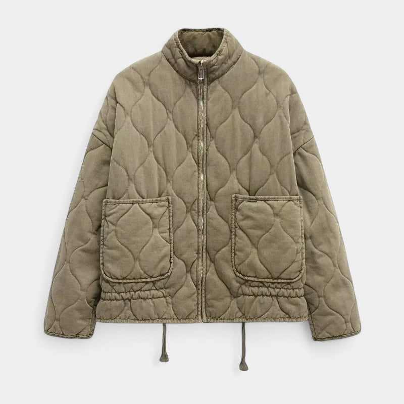 Women’s Padded Jacket – Quilted Design, High Collar