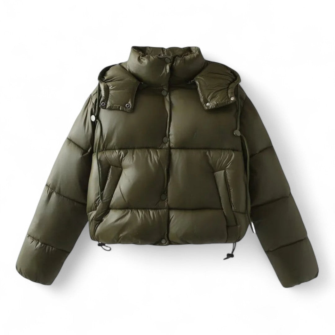 Women’s Puffer Jacket – Hooded Design, Short Length