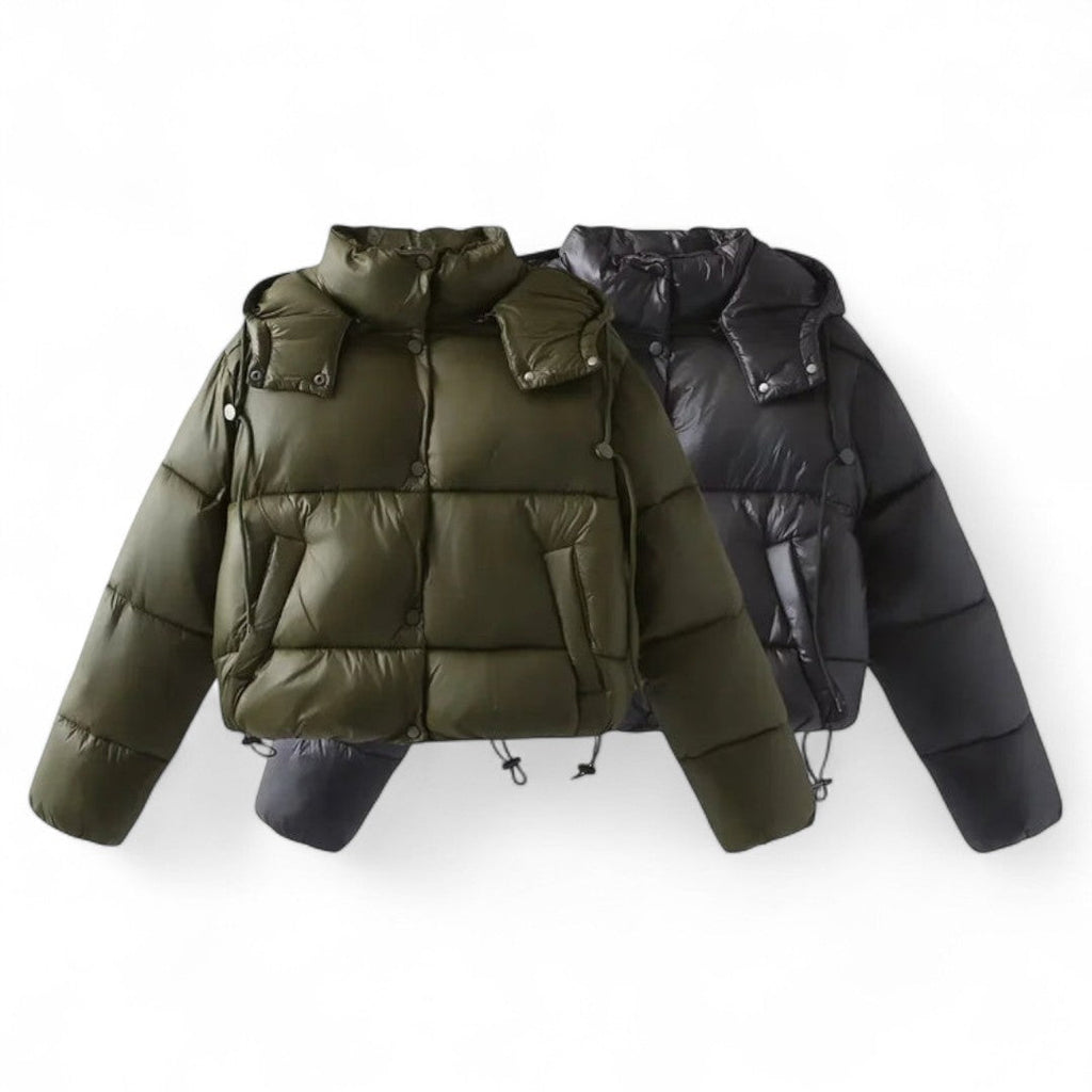 Women’s Puffer Jacket – Hooded Design, Short Length