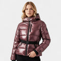 Women’s Puffer Jacket – Hooded Design, Waist Belt