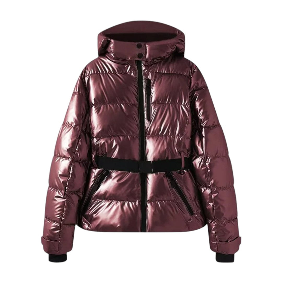 Women’s Puffer Jacket – Hooded Design, Waist Belt