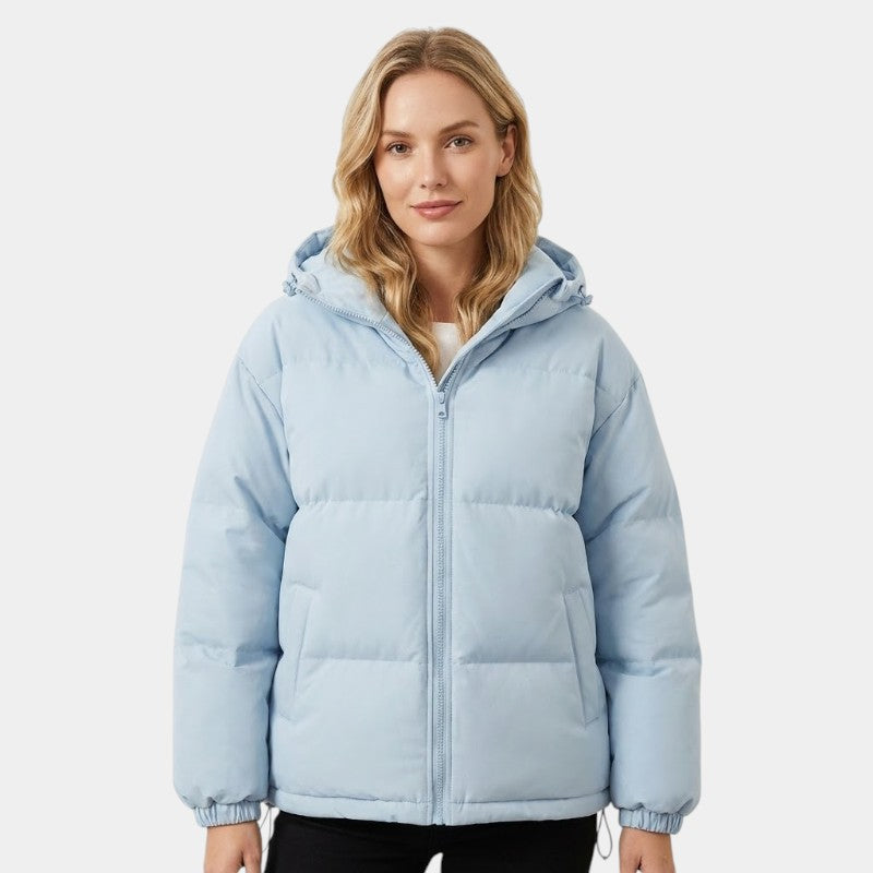 Women’s Puffer Jacket – Hooded Design, Zip Front