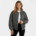 Women’s Quilted Bomber Jacket – Oversized Fit, Ribbed Hem and Cuffs